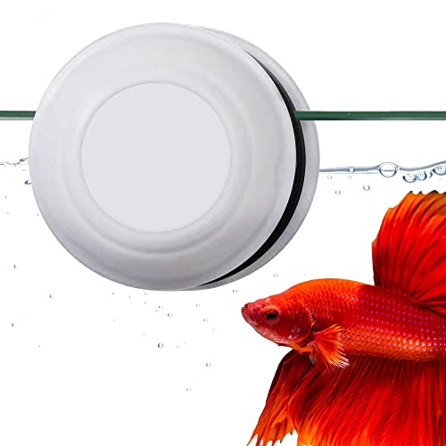 JOR Betta Tank Cleaner Magnet, Nano & Small Fish Tank Stain Scrubber, Magnetic Floating Glass Aquarium Cleaner, Fresh and Marine Water Cleaning Magnet, Aquarium Supplies, 1.5", White Plastic