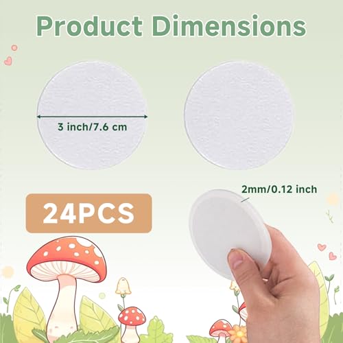 24-Pcs 3" Monotub Adhesive Filter Disks - 2mm Thick Monotub Filter Discs for Mushroom Growing Supplies - Replacement Filter Pads for Monotub Filters and Fruiting Chambers - color: 2mm