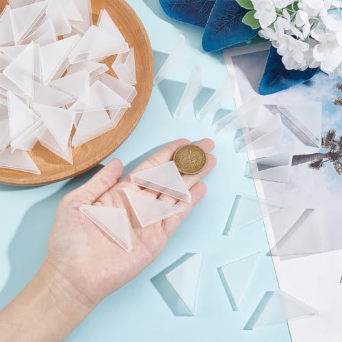 BENECREAT 60Pcs 6 Sizes Triangle Protector Translucent White Plastic Corner Guards Covers Proofing Edge Protector for Picture Frame Mirror Ceramic Glass Transparent Protection - color: White