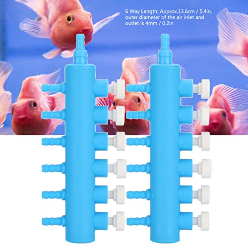 Fishtank Air Splitter, 2pcs Aquarium Air Flowing Control Lever Valve Pipe Distributor Aquarium Oxygen Pump Adapter Accessory 4 Way Outlet Fish Tank Air Splitter (One Minute six) - size: One minute six, style: One minute six