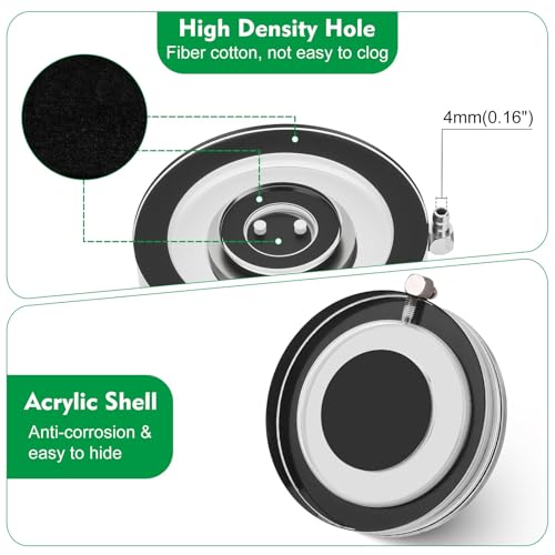 hygger Air Stones for Aquariums, Transparent Acrylic Fish Tank Bubbler Kit with Air Tube, Ultra Silent Bubble Stone Super-High Dissolved Oxygen Diffuser for Aquarium Fish Tank and Hydroponic - size: 3.1 inch