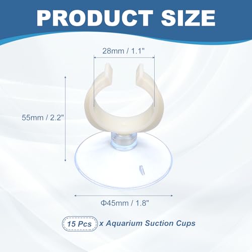 Aquarium Suction Cups, Fish Tank Suction Cups Clips Airline Tube Holders Clamps (Plastic, 15Pcs, Clear) for 1.1" Fish Tank Airline Tubing Binding Moss Shrimp Nest, 28x45MM - color: Clear, size: 28x45MM