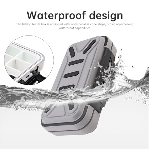 Fishing Tackle Storage Box, Double Sided Waterproof 16 Compartments, Tackle Storage Organizer Box, Fishing Lure Box Storage Containers (Gray) - color: Gray