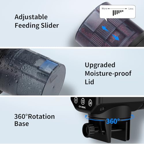 Automatic Fish Feeder for Aquarium: Rechargeable Fish Feeder Dispenser,Moisture-Proof & 200ML Large Capacity Betta Turtle Vacation Feeder,Auto Fish Food Dispenser Timer for Weekends/Business - size: CY-059C