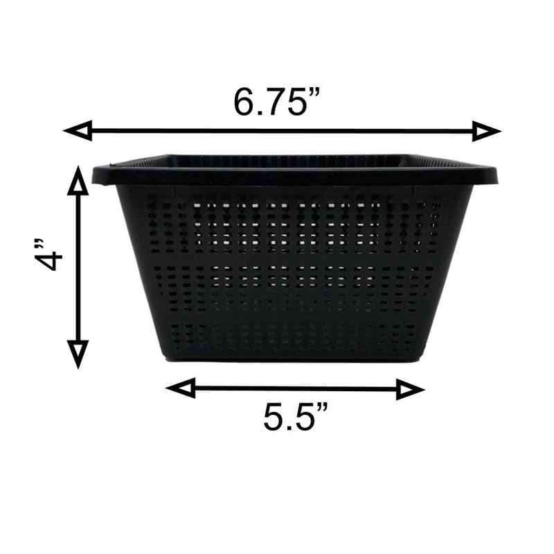 Chalily 6.75" Square Mesh Aquatic Plant Pot Great for Water Lilies, Lotus, and Other Pond Plants Square Plastic Planter for Outdoor Ponds Terrific for Aquatic Soil Plant Basket - size: 6.75" Square Mesh Basket