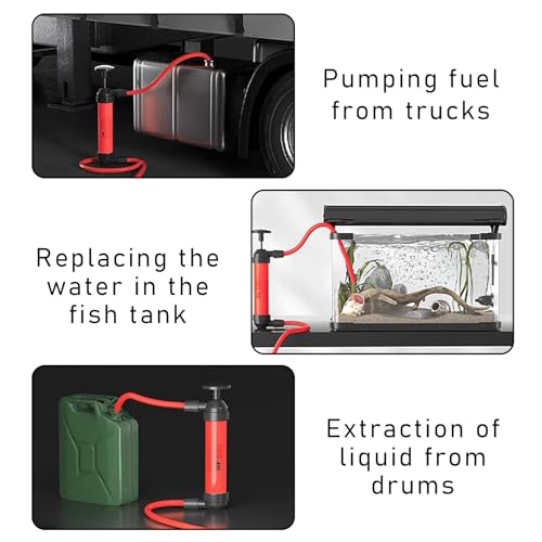 Siphon Pump Fluid Transfer Pump for Car, Fuel Transfer Hand Pump Kit for Gas Oil Water Liquids, Manual Fluid Fuel Extractor Suction Tool, Car Accessories