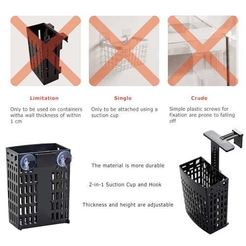 2pcs Upgraded Adjustable Aquarium Plant Holder，Fish Tank Plants Holder,Fish Tank Aquaponics Plant Cultivation and Aquarium Landscape Decoration with Hooks and Suction Cup(Black) - color: Black, size: 2 Pack