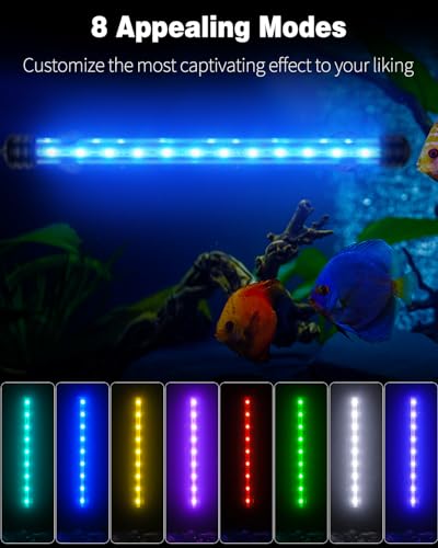 Pawfly 3 W Aquarium LED Light 11 Inch Underwater Fish Tank Light with Timer Auto On/Off Fish Tank Background Lights with 8 Lighting Modes Submersible Multi-Colored Tube Lights for Decoration - color: PRO (Timing Function), size: 11 Inch