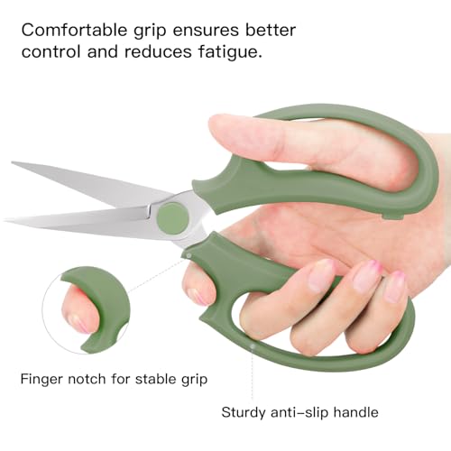 Housolution Flower Scissors, Strong Floral Shears, Premium Steel Pointed Garden Pruning Shears Floral Fruits Leaf Scissors Hand Pruner Snip Trimming Tool for Gardening Flower Arrangement,Avocado Green - color: Pointed-avocado Green, size: 1 Pack