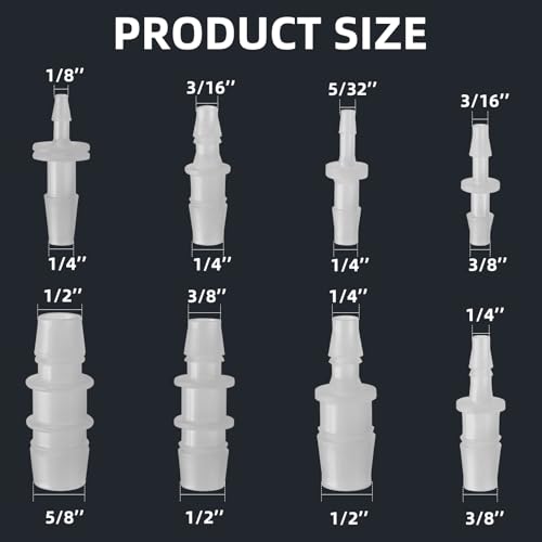 40pcs Hose Barb Fitting, Plastic Hose Barb Reducing Fittings Assortment,Barbed Reducer For Air Gas Water Liquid Line Catheter Tube Pump Adapters