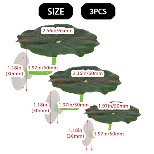 3PCS Betta Fish Leaf Hammock, Soft Aquarium Decor Plastic Plants, Betta Hammock Bed with Suction Cups, Fish Tank Decoration for Sleeping Hiding Playing – Natural Green Lotus Leaf Design