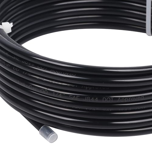 LokoCar Nylon Air Line 50ft 1/4" OD Pneumatic Nylon Tube DOT Approved SAE J844 Airline For Air Brake Tubing or Fluid Transfer Black - size: 1/4" OD 50 Feet