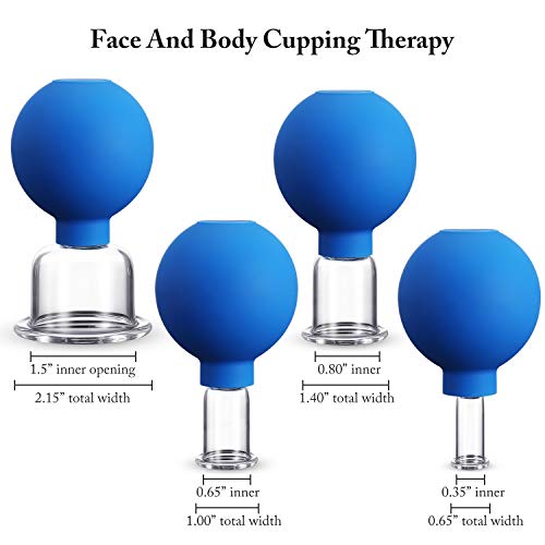 4 Pieces Glass Cupping Set Glass Silicone Cupping Cups Massage Vacuum Suction Cupping Cups for Body Face Leg Arm Back Shoulder Muscle and Joint Pain (Blue) - color: Blue