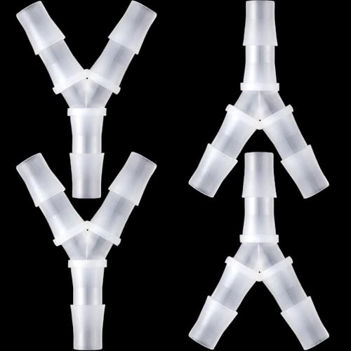 4 PCS 3/8" Y Shaped Connector, Plastic Hose Barb Fitting 3 Way Tubing Connectors, Equal Barbed Joint Splicer Mender Adapter Union for Air Line Water Oxygen Tubing Pipe Gas - White - style: 3/8" Y Shape,4pcs