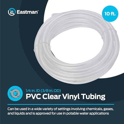 Eastman 1/4 Inch ID (3/8 Inch OD) PVC Clear Vinyl Tubing, 10 Foot Length, 98617 - size: 1/4 in. ID x 3/8 in. OD, style: 10 Ft.