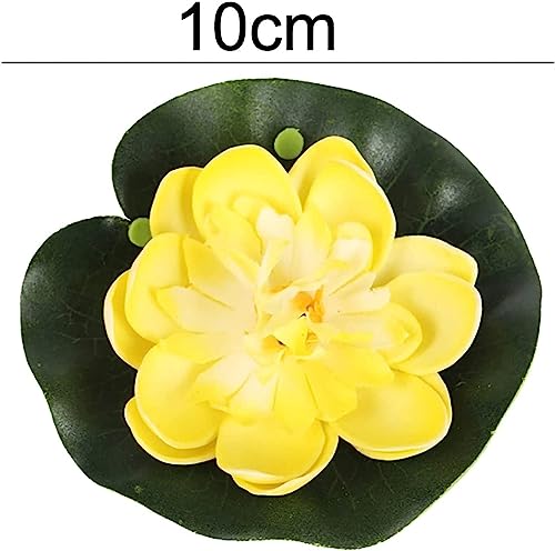 1PCS Artificial Floating Foam Lotus Flower with Water Lilys Pad Ornanments, Fish Tank Aquarium Lifelikes Fake Lotus Flowers for Patio Pond Pool Home Garden Wedding Party Special Event Decoration