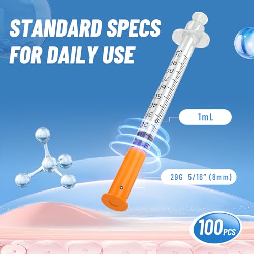 1ml/cc 29G 5/16 Inch 8mm, Lab Supplies Individually Wrapped 100 Pack - size: 1ml-29G-5/16", style: 100 Pack