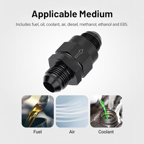 EVIL ENERGY 10AN Male Non Return One Way Inline Check Valve Fitting Aluminum Black - size: 10AN(7/8-14 UNF)