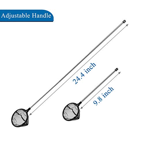Aquarium Fish Net with Extendable Stainless Steel Long Handle Fine Mesh Net for Fish Tank - size: 3.5+5 inch-2 Pack Bundle