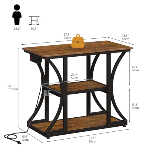 50 Gallon Aquarium Stand with Power Outlets Fish Tank Stand with 3-Tier Storage Shelves Display Stand for Turtle Tank Shelves Metal Frame Stand for Living Room Office Entryway,Brown - color: Brown