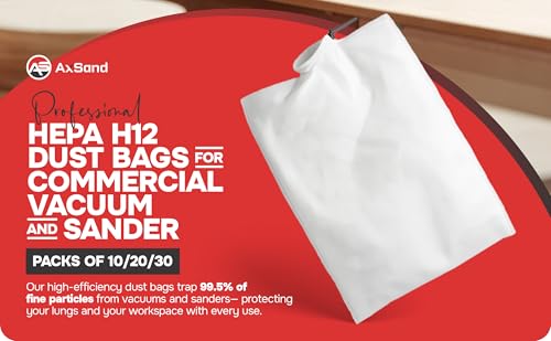 Dust Collection Bag (Large, 3-Pack) Shop Vac–Ready Vacuum Bags with High-Efficiency Filter Media, Easy Swap, Exclusive One-Hand Quick-Release Strap, Shop Vac Hose Fits up to 62mm - size: Large