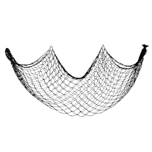 Decorative Fishing Net 5x10 ft, Large Black Picture Display Fish Net, Wall Photo Hanging Fishnet for Nautical Mermaid Pirate Ocean Themed Hawaii Beach Halloween Under The Sea Party Decorations (1PCS) - color: Black, size: 1 Pcs-5x10 Feet
