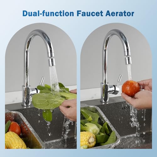 Hibbent Metal Faucet Aerator, 360-Degree Swivel Metal Kitchen Sink Aerator, Dual-function Sink Sprayer Attachment, Faucet Replacement Part 55/64'' Female Thread, Silver - color: Silver, style: Classic 360 Degree Faucet Aerator