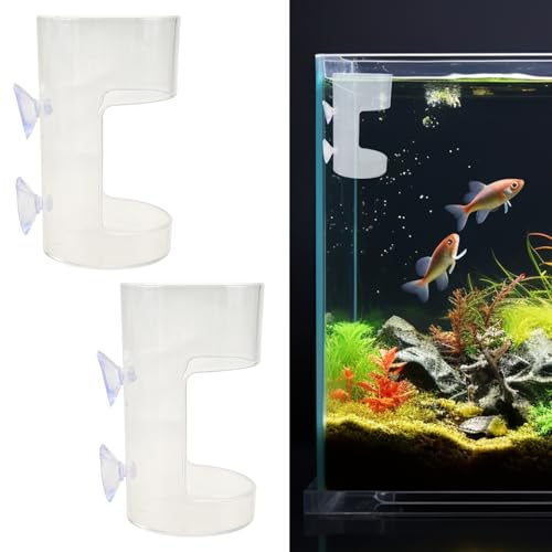 2 Pack PS Plastic Fish Feeders, Tank Feeding Tray with Suction Cup, Artemia Clear Floating Fish Tank Dish Tray, Tank Divider Supplies