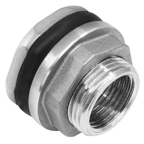 Murtenze 1/2" Bulkhead Water Tank Connector, Stainless Steel Water Tank Fitting Thru-bulk Adapter, Water Pipe Connector for Rain Barrels/Aquariums/Water Tanks - size: 0.5 Inch