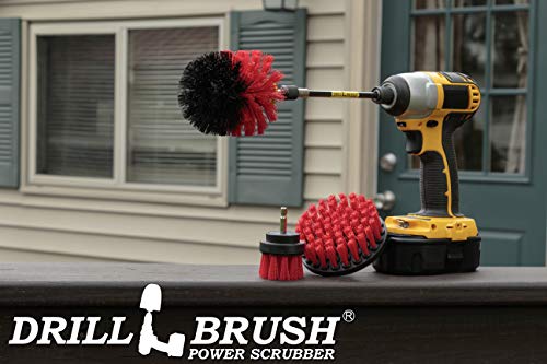 Stiff Bristle Power Scrubber Kit with Extension - Pressure Washer Surface Cleaner Alternative - Ideal for Cleaning Outdoor Garden, Fire Pit, Patio, Graveyard Tombstone, Bird Bath, Siding, and Deck - color: Red