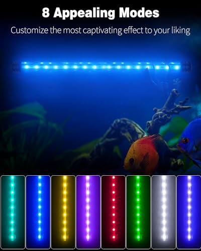 Pawfly 4.2 W Aquarium LED Light 15.2 Inch Underwater Fish Tank Light with Timer Auto On/Off Fish Tank Background Lights with 8 Lighting Modes Submersible Multi-Colored Tube Lights for Decoration - color: PRO (Timing Function), size: 15 Inch