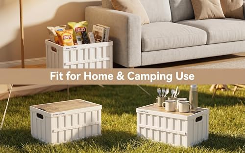 VIMI 50L Collapsible Storage Bins with Lids Stackable Utility Crates with Handles Plastic Large Folding Containers for Organizing Tools,Books,Food,Drinks,Camping&Transport (White-3 Pack) - color: White-3 Pack
