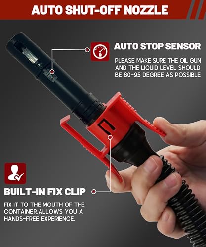 FUELIO Rechargeable Fuel Transfer Pump - Electric Gas Pump For Gas Can - Auto Stop Gas Transfer Pump - size: Rechargeable