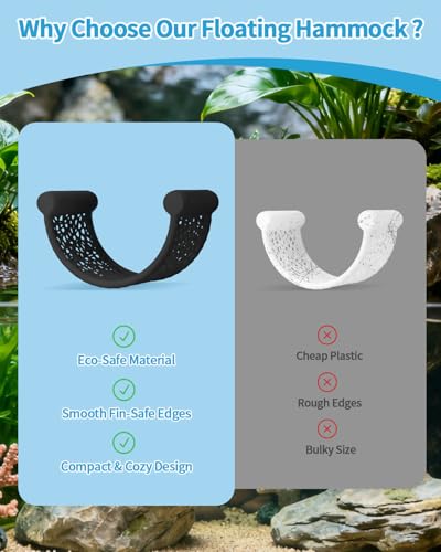 Floating Betta Hammock, Betta Fish Hammock, Floating Rest Platform or Small Aquariums, Nano Tanks, Shrimp, Corydoras, Betta Fish Tank Accessories, Fish Tank Decor, 3D Printed Aquarium Decor (Black) - color: Black