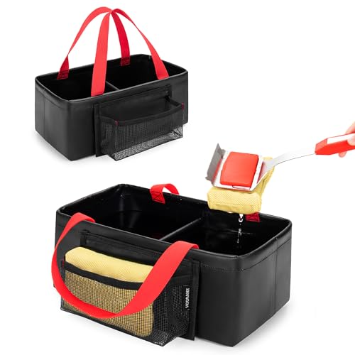 HODRANT Grill Rescue Dunk Tank with 2 Rooms, Waterproof Grill Brush Bristle Free with Front Pocket & Portable Handles, Collapsible Water Bucket BBQ Brush Cleaning Bag for Camping (Soak Basin Only)