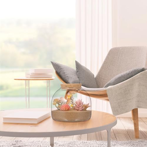 Yardwe Glass Terrarium Jar with Stopper 5.90In Hydroponic Plant Container Miniature Garden Vase Clear Glass Terrarium for Home Office Decoration
