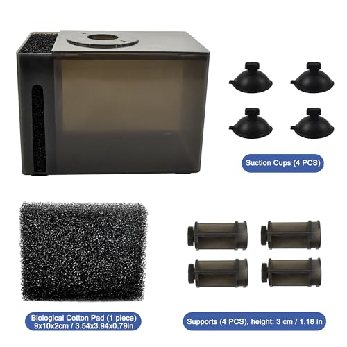 CONQUERALL Small Submersible Pump Filter Box 15×9×10,5 cm Protective Case with Suction Cups for Fish Tank and Sump Filter Supplies - color: Acrylic Protective Box, size: 5.91×3.54×4.13 inch