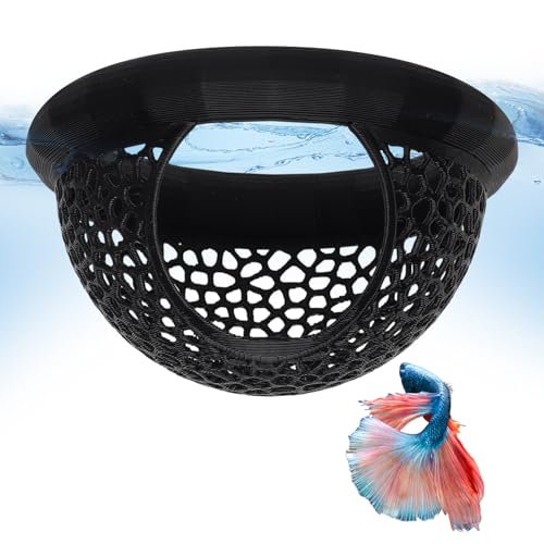 Floating Betta Shrimp Cave, Multi-Functional Aquarium Hammock for Hiding Feeding, Floating Betta Fish Skins with Feeding Ring, Tank Resting Spot for Small Fish Betta Shrimp (Black) - color: Black, size: Small
