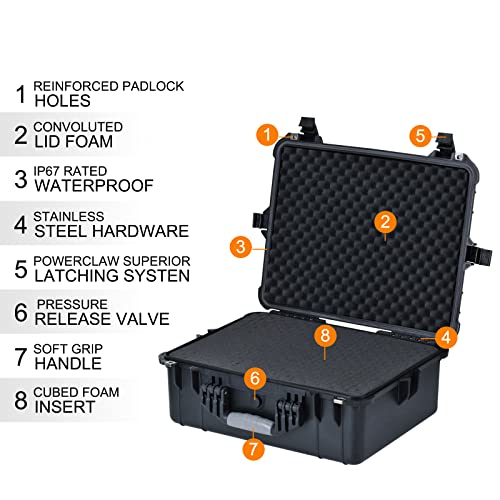 MEIJIA Portable All Weather Waterproof Protective Hard Case,Compact Camera Case with Customizable Fit Foam,Fit Use of Drones,Camera,Equipments, Elegant Black,20.62 x16.85x8.11inches - color: Elegant Black