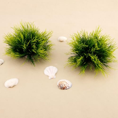 2pcs Aquarium Plants, Lifelike Artificial Fish Tank Plastic Grass Decorations Green Durable & Safe Goldfish Betta Fish Tank Decor Accessories Supplies for Freshwater Saltwater Aquariums