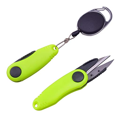 Leyal 2 Pcs Fast Shrimp Shaped Stainless Steel Fish Use Scissors Accessories Folding Fishing Line Cut Clipper Fishing Scissor (Green) - color: Green