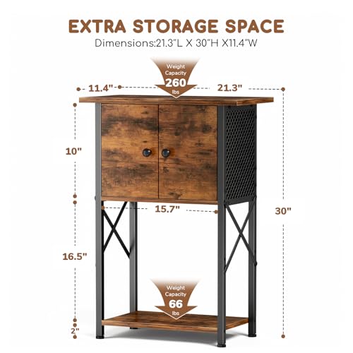 5-10 Gallon Fish Tank Stand, Aquarium Stand with Cabinet for Fish Tank Accessories Storage, Heavy Duty Waterproof Reptile Turtle Tank Stand Up to 260LBS, 21.3" L x 11.4" W, Rustic Brown