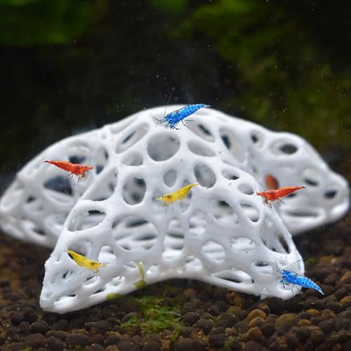 Decorative Starfish Aquarium Hideout, White Lattice Design Shrimp Shelter, Fish Tank Ornament - color: White