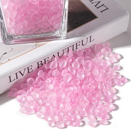 Keedolla Sea Glass Stones Frosted Glass Pebbles Gemstones for Aquarium Rocks, Fish Tank Gravel, Vase Fillers, DIY Crafts - Fluorescent Pink(230g/8oz) - color: Fluorescent Pink, size: 0.5 LB