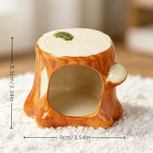 Aquarium Decor Ceramic Tree Stump Aquarium Hideout Cave, Betta Fish Tank Decor Ornament, Hiding & Breeding House for Small Fish, Shrimp, Cichlid, Goldfish & Reptiles