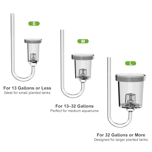 FZONE Acrylic Aquarium CO₂ Diffuser with Built-in Check Valve & Bubble Counter, Syringe & Suction Cup – Fine Bubble CO₂ Delivery for Planted Tanks (M-25mm) - size: M-25mm