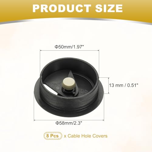 M METERXITY 8-Pack Cable Hole Cover, 2.3 Inch 59mm ABS Desk Cable Wire Cord Grommet Hole Cover for Home/Office Desktop Wire Organizer [Black] - color: Black, size: 2.3"