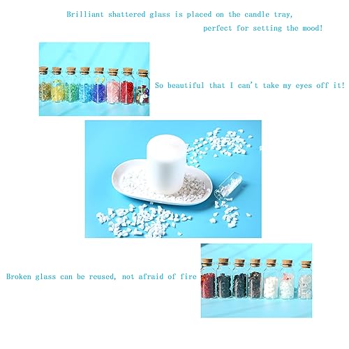 White Broken Glass Pieces for Resin Art.3-6mm Broken Glass Pieces Decor Filler,Crushed Glass for Vase Pool/Candle Tray/Fish Tank/Garden Decoration (1.2pound/Jar) - color: White