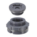 PATIKIL PVC Bulkhead Fitting with Plug NPT1-1/2", Bulkhead Water Tank Connector with Silicone Seal Gasket Garden Hose Fitting with Plug for Rain Bucket, Sinks, Aquariums, Gray