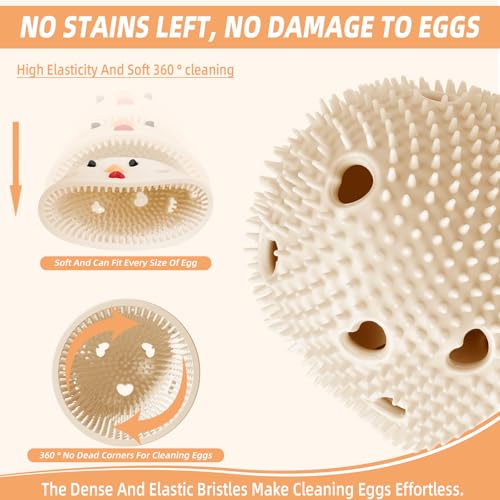Silicone Egg Brush Cleaner, Egg Cleaner for Fresh Eggs, Egg Scrubber for Fresh Eggs, Egg Washer for Fresh Eggs, Reusable Cleaning Tools for Egg Washer (Khaki) - color: Khaki